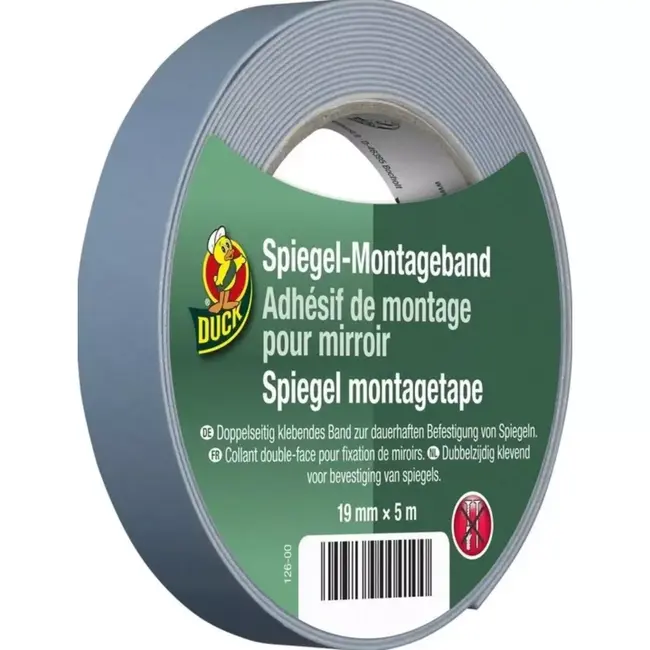 Duck Spiegel-montagetape 19 mm x 5 m - dubbelzijdig en grijs