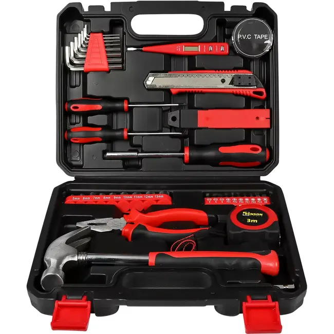 Benson Gereedschapset 43-delig met hamer, combinatietang, bits, dopsleutels en meetlint van 3m