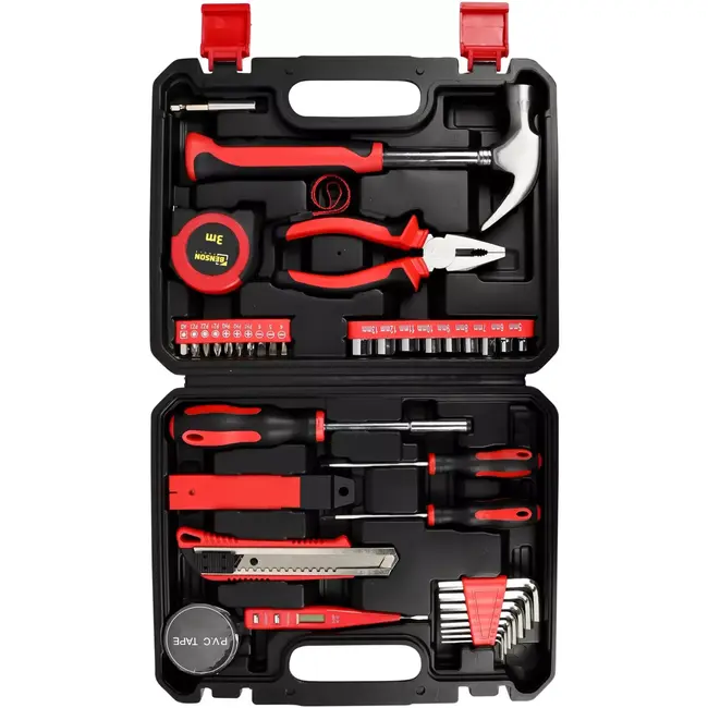Benson Gereedschapset 43-delig met hamer, combinatietang, bits, dopsleutels en meetlint van 3m