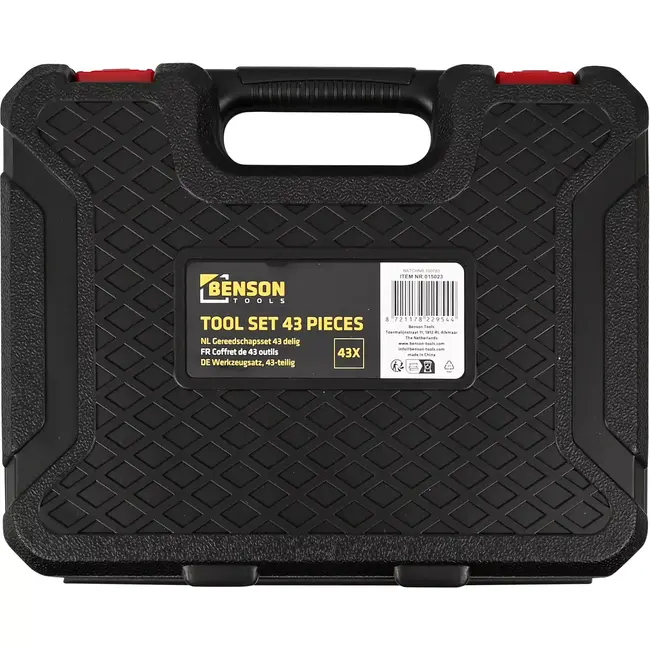 Benson Gereedschapset 43-delig met hamer, combinatietang, bits, dopsleutels en meetlint van 3m