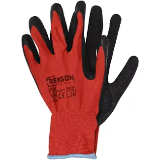 Benson Werkhandschoenen latex crinkle rood zwart maat 11 - EN21420 - EN 388 - zwart - voor bescherming en grip