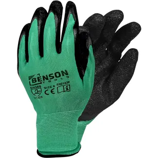 Benson Werkhandschoenen latex crinkle groen zwart maat 9 - EN21420 - EN 388 - zwart - voor bescherming en grip