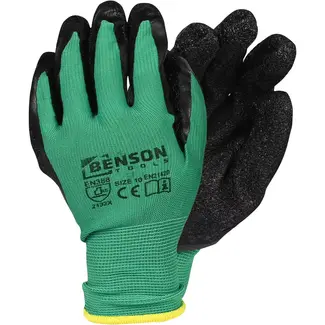 Benson Werkhandschoenen latex crinkle groen zwart maat 10 - EN21420 - EN 388 - zwart - voor bescherming en grip