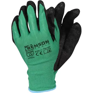 Benson Werkhandschoenen latex crinkle groen zwart maat 11 - EN21420 - EN 388 - zwart - voor bescherming en grip