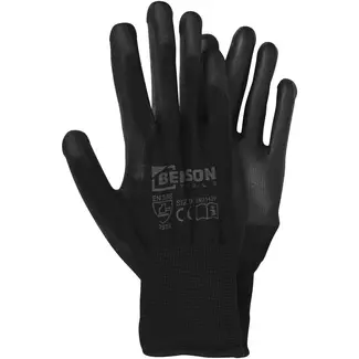 Benson Werkhandschoenen PU palm zwart maat 9 - EN21420 - EN 388 - zwart - voor bescherming en grip