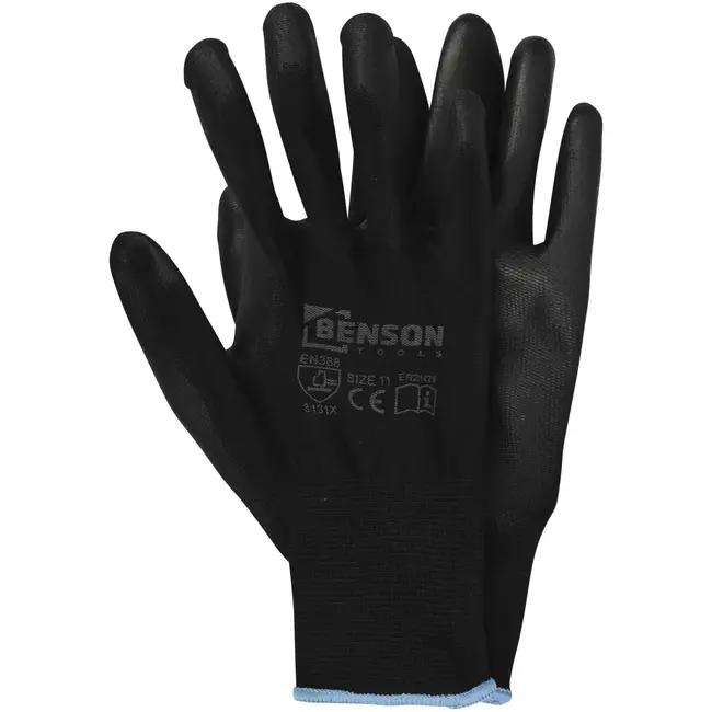 Benson Werkhandschoenen PU palm zwart maat 11 - EN 388 - EN21420