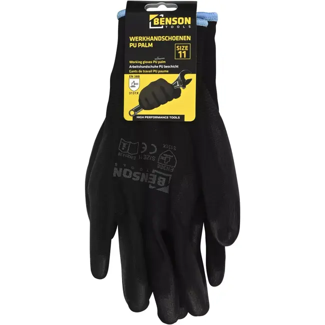 Benson Werkhandschoenen PU palm zwart maat 11 - EN 388 - EN21420