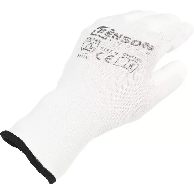 Benson Werkhandschoenen PU palm wit maat 9 met 13-gauge polyester voering en coating op handpalm