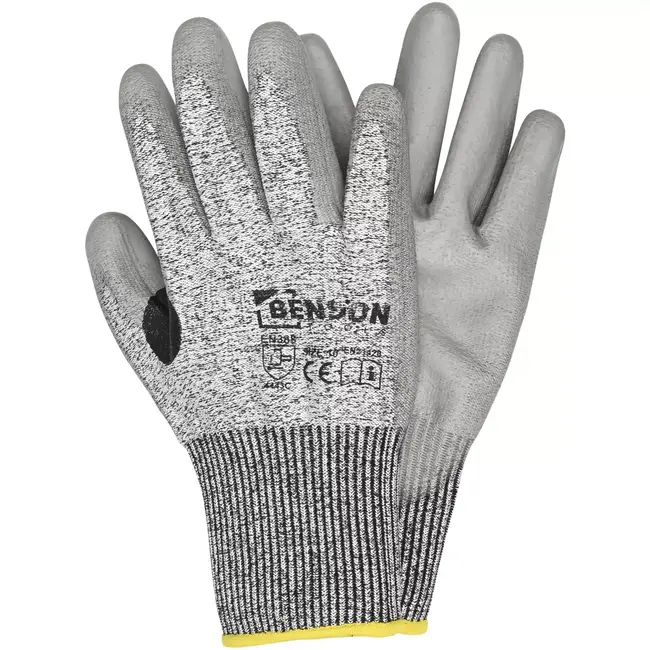 Benson Snijbestendige werkhandschoenen level C maat 10 met 13-gauge HPPE en PU-gecoate handpalm
