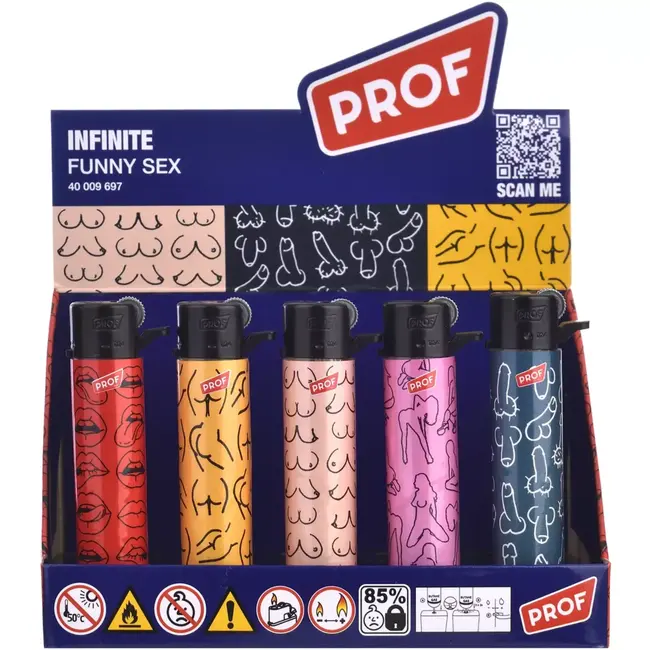 Prof Aansteker funny sex navulbaar - met grip - 50 stuks