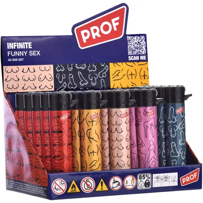 Prof Aansteker funny sex navulbaar - met grip - 50 stuks