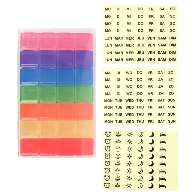 Benson Pillendoos 7 dagen 4 vakken uitneembaar - 17,6 x 11 x 2,6 cm - kunststof