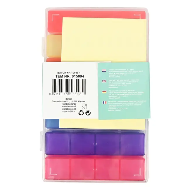 Benson Pillendoos 7 dagen 4 vakken uitneembaar - 17,6 x 11 x 2,6 cm - kunststof