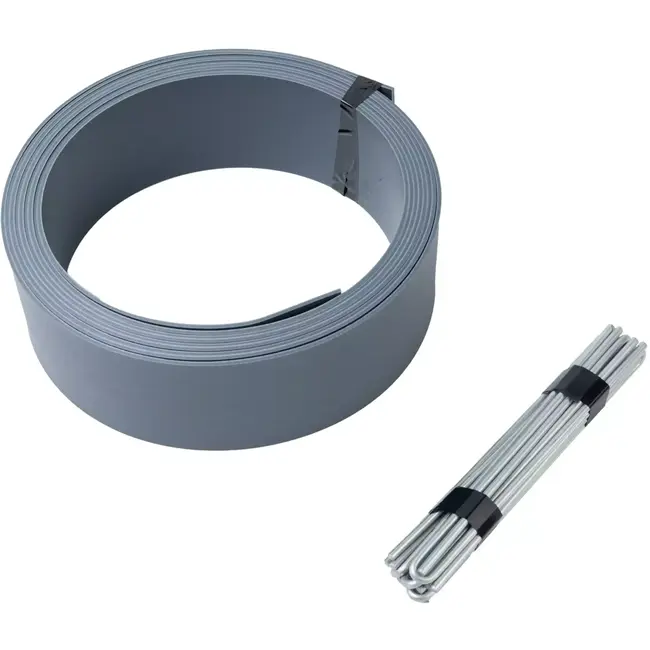 Benson Borderrand op rol 5 m x 7 cm grijs met 10 grondpennen voor tuin
