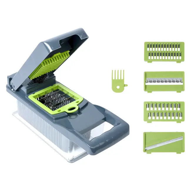 Benson Groentesnijder 14-delig - 33,gx 10x 12,5 cm - met handvat - 1x 3 mm - 1x 4 mm - 10x 12,5 cm - 14x 14 mm - 7x 7 mm