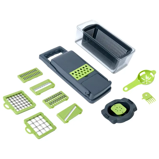 Benson Groentesnijder 14-delig - 33,gx 10x 12,5 cm - met handvat - 1x 3 mm - 1x 4 mm - 10x 12,5 cm - 14x 14 mm - 7x 7 mm