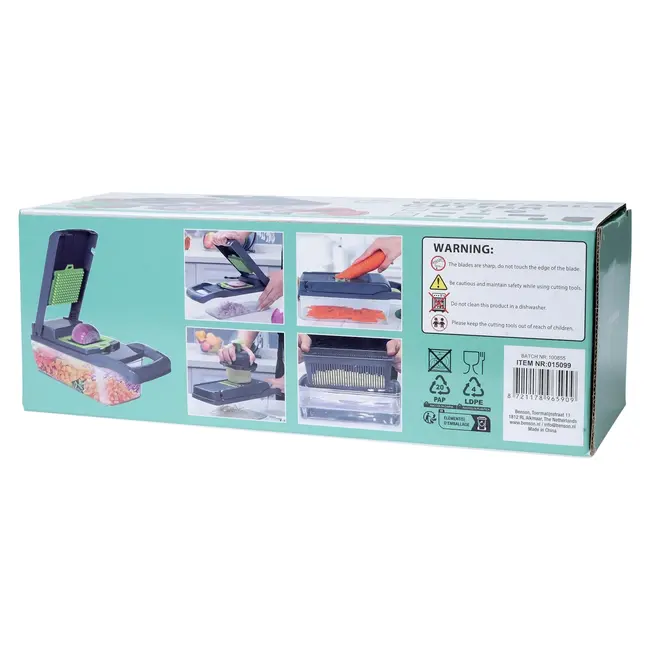 Benson Groentesnijder 14-delig - 33,gx 10x 12,5 cm - met handvat - 1x 3 mm - 1x 4 mm - 10x 12,5 cm - 14x 14 mm - 7x 7 mm