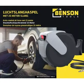 Benson Wandslangenbox 15 meter - 15 m - voor auto-onderhoud - lengte 15 meter - voor onderhoud en reparatie