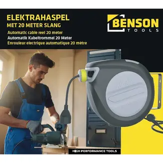 Benson Elektrahaspel 20 meter - 20 m - voor tuinbewatering en onderhoud - lengte 20 meter - voor bewatering rond huis en terras