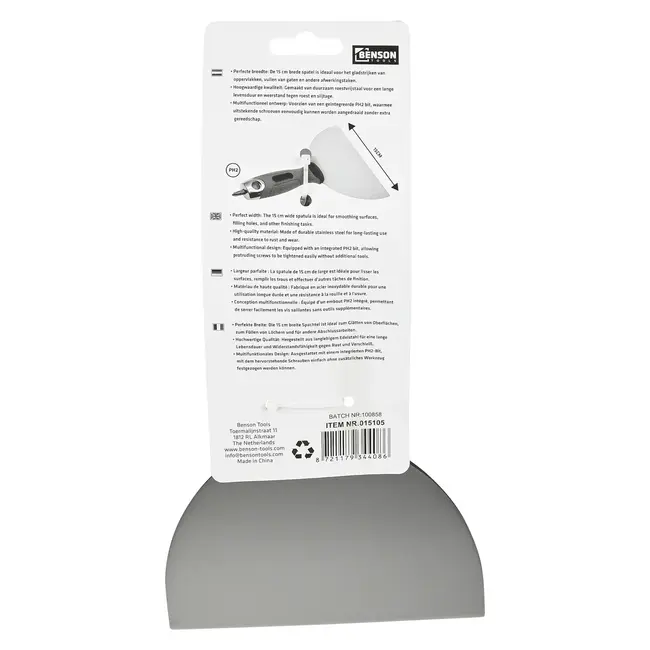 Benson Spachtelmes 15 cm bit - met handvat - met grip