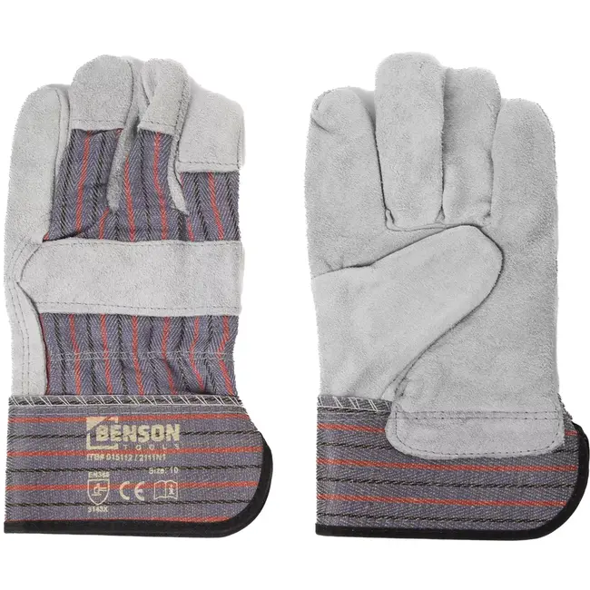 Benson Werkhandschoenen maat 10 met rundsplitleer en EN 388 3143X