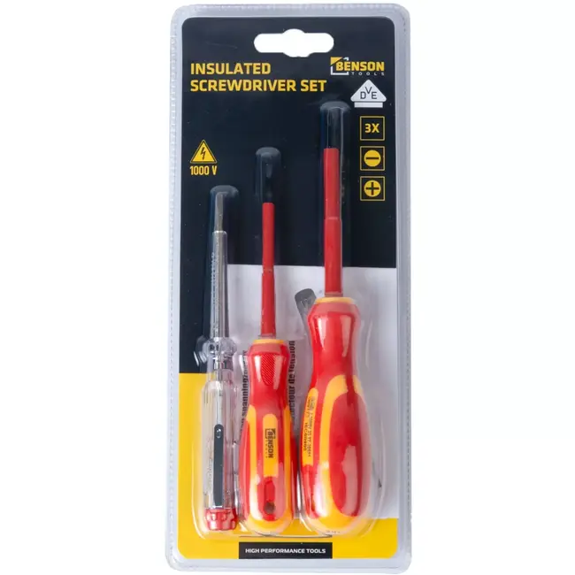 Benson VDE schroevendraaierset 3-delig met spanningstester 125-250 V