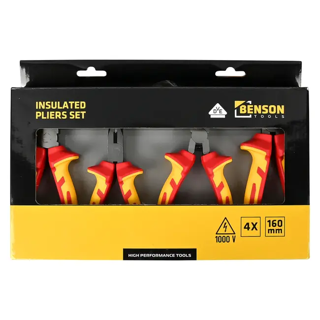Benson VDE tangenset 4-delig met 4 geïsoleerde tangen van 160 mm
