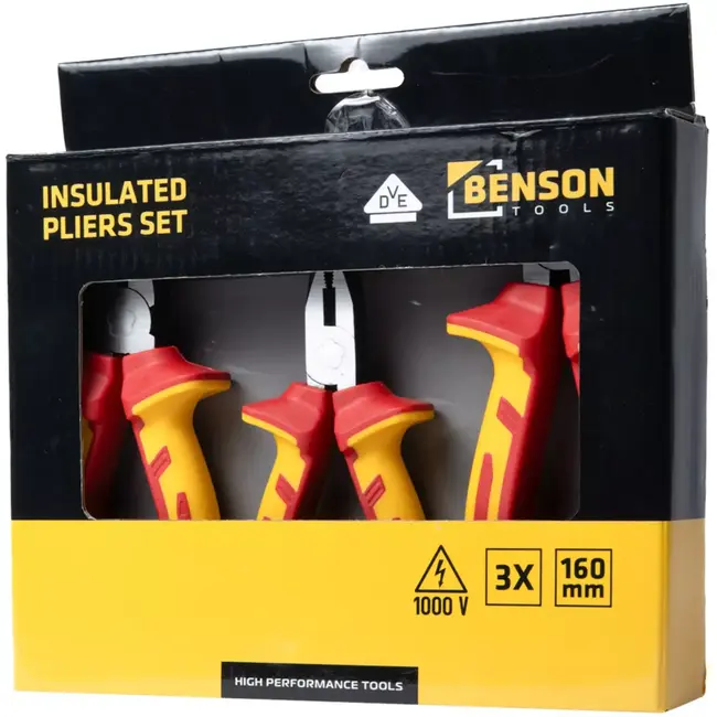Benson VDE tangenset 3-delig met 3 geïsoleerde tangen van 160 mm
