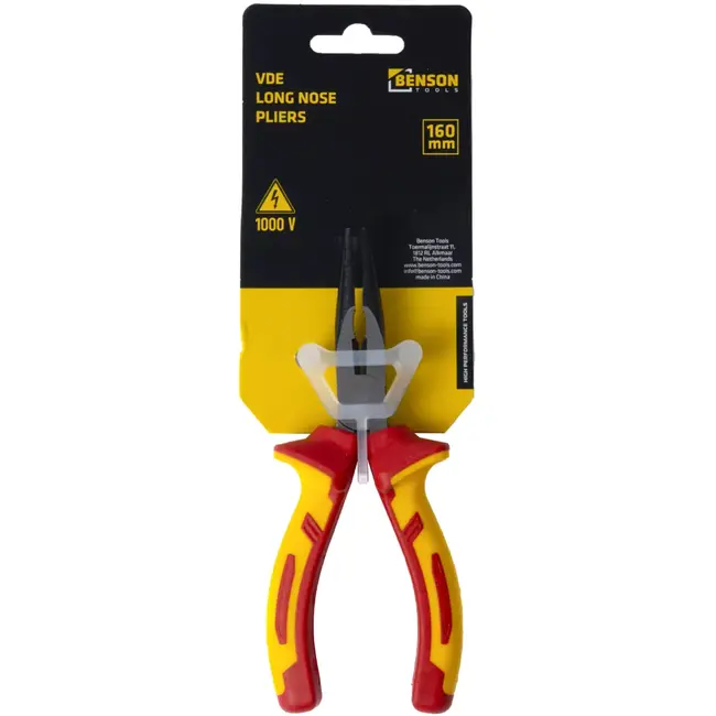 Benson VDE telefoontang 150 mm met slanke lange bek en isolatie