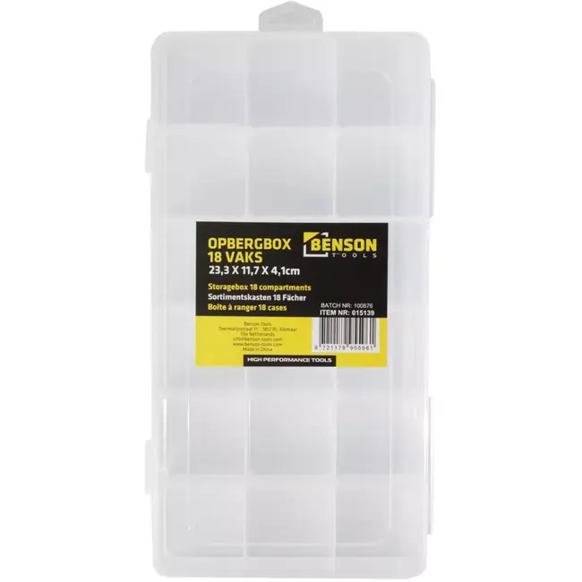 Benson Opbergbox met 18 vakken - kunststof - 23,3 x 11,7 x 4,1 cm