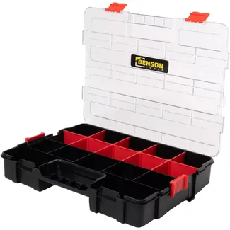 Benson Opbergbox met 17 vakken - 38,5 x 6,7 x 29,5 cm - kunststof met transparante deksel