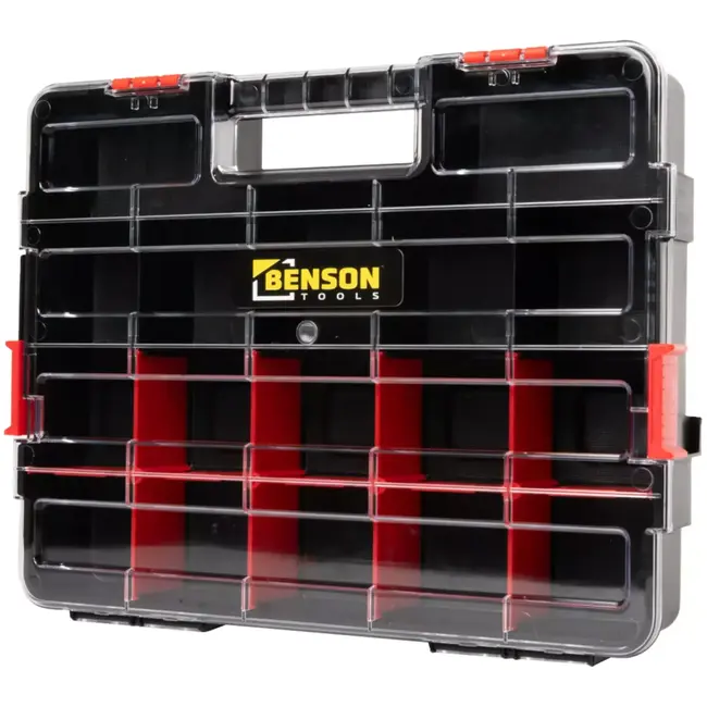 Benson Opbergbox met 17 vakken - 38,5 x 6,7 x 29,5 cm - kunststof met transparante deksel