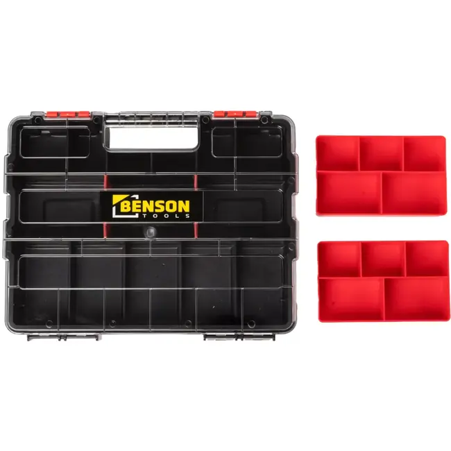Benson Opbergbox met 17 vakken - 38,5 x 6,7 x 29,5 cm - kunststof met transparante deksel