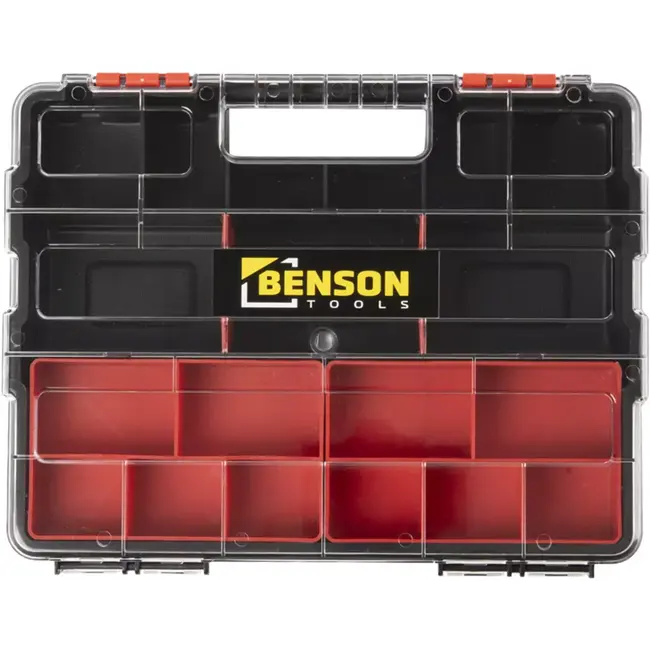 Benson Opbergbox met 21 vakken - 29 x 6 x 23 cm - kunststof met transparante deksel voor klussen