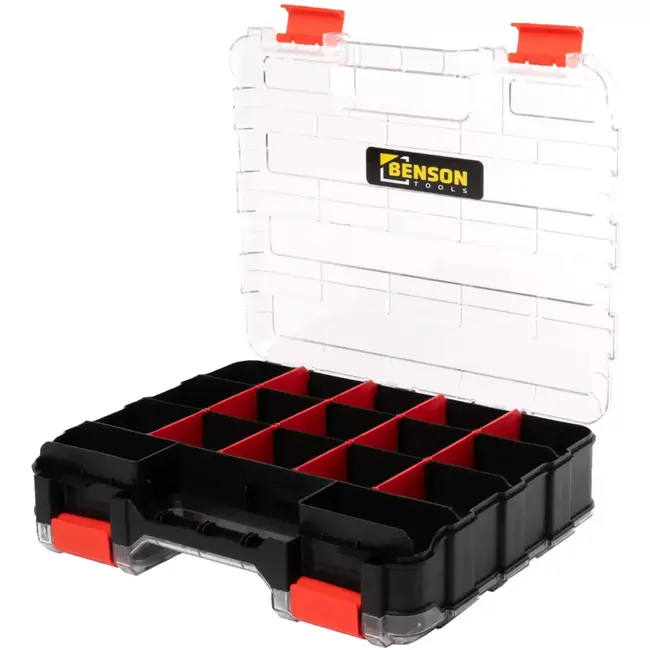 Benson Opbergbox met 34 vakken - 32 x 27 x 8 cm - stevige kunststof box met transparante deksel