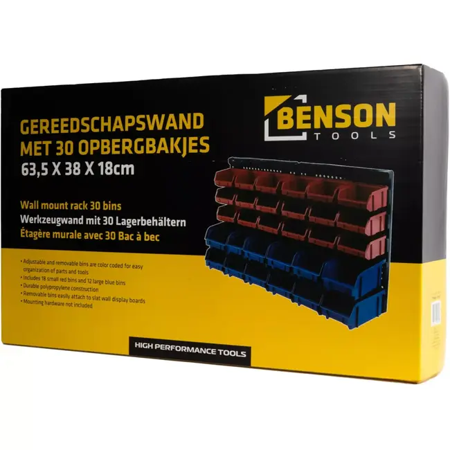 Benson Gereedschapswand met 30 opbergbakjes - wandopbergsysteem voor schroeven en moeren
