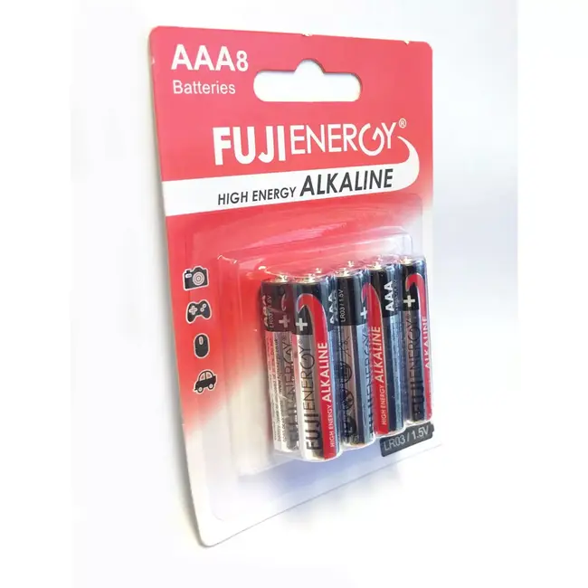 Merkloos Fuji Energy AAA alkaline batterijen 8 stuks handige voorraad voor thuis en kantoor