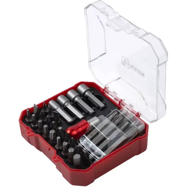 Benson Bitset 34-delig S2-staal - sterke slijtvaste bits in compacte opbergcase voor montage