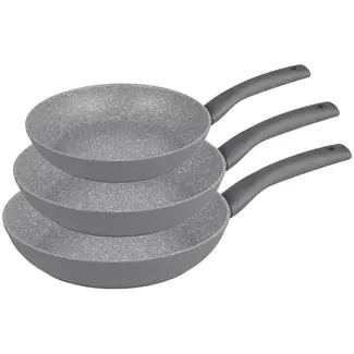Benson Pannenset 3-delig - rvs - grijs - 28 cm - 3-delig - voor koken en bereiden - diameter 20, 24 en 28 cm