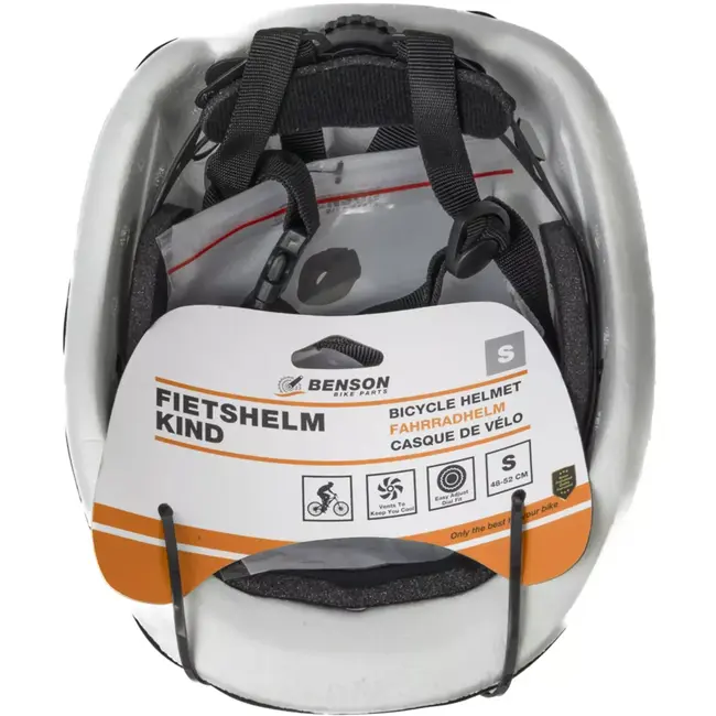 Benson Fietshelm kind maat S 48-52 cm zwart - kunststof - met ventilatiegaten - verstelbaar