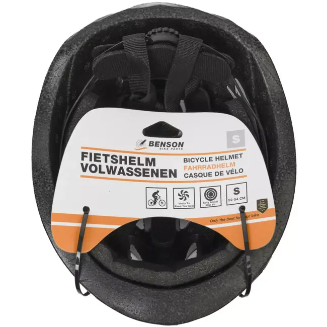 Benson Fietshelm volwassenen maat S 52-54 cm donker grijs - kunststof - met ventilatiegaten - verstelbaar