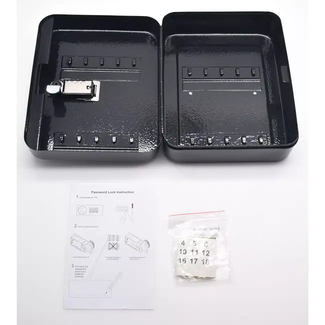 Benson Sleutelkast met codeslot 20 haken zwart - 160 mm - 200 mm - staal - 75 mm