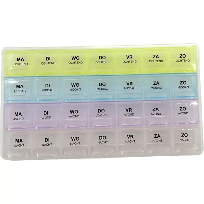 Benson Pillendoos 7 dagen 4 vakken nederlandse versie - 21,5 x 12 x 2,5 cm - kunststof