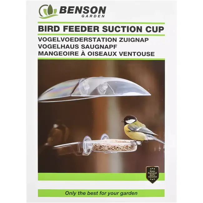Benson Vogelvoerhouder met zuignap transparant - 14 x 10,5 x 22,5 cm - kunststof