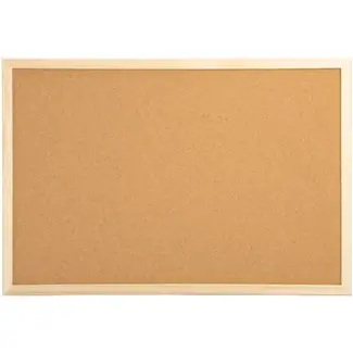 Benson Prikbord 40 x 60 cm met kurk, houten frame, 2 ophangogen en 5 punaises