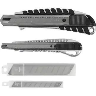Benson Afbreekmessen set metaal 9 en 18 mm + 10 reservemessen 12-delig - met handvat - met grip - 9 mm