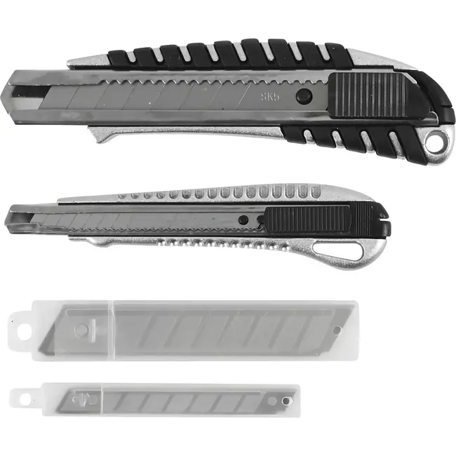 Benson Afbreekmessen set metaal 9 en 18 mm + 10 reservemessen 12-delig - met handvat - met grip - 9 mm