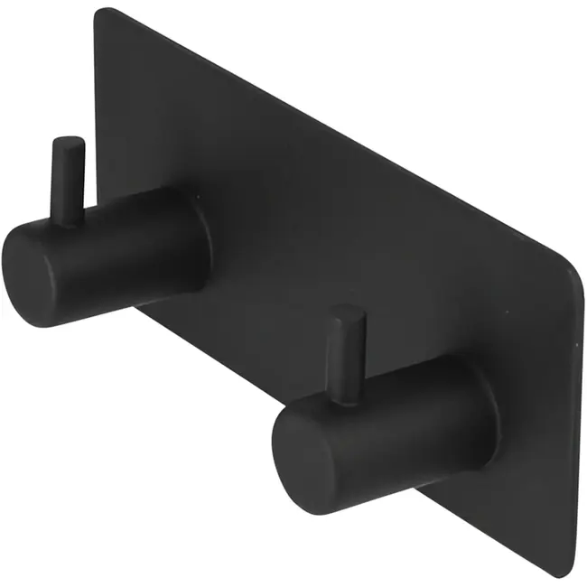 Benson Haak dubbel metaal zelfklevend zwart - 11,5 x 4,5 x 3 cm
