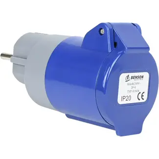 Benson CEE stekker verloop compact - 16A - 250 V - 2P+E - EN 60309 - IP20
