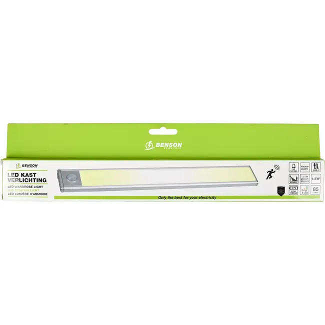 Benson Kastverlichting oplaadbaar met sensor - 20 cmx 2 cmx 2,2 cm - 0,7 W - 2 cm - 2,2 cm - 20 cm